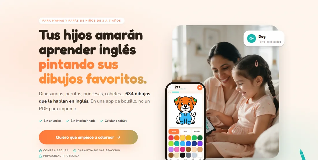Captura real de la página de ventas de Pinturitas para el cliente final