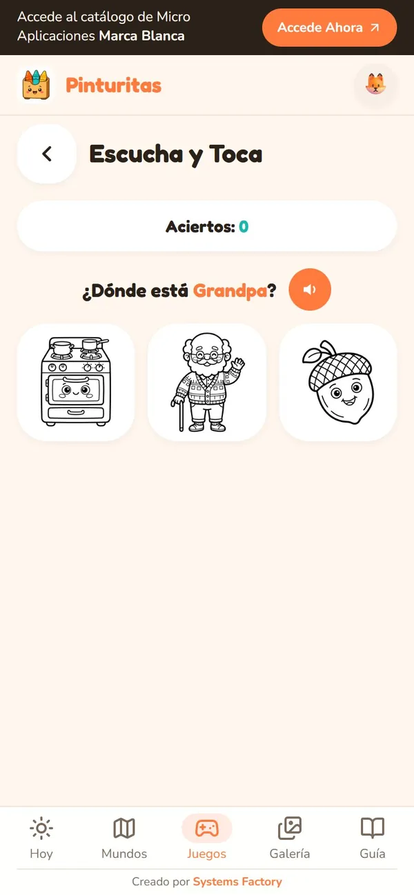 Captura real de Pinturitas: Escucha y Toca (escucha y toca el dibujo)