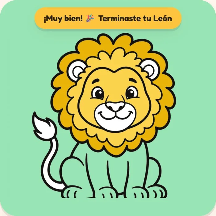 Resultado real: León pintado en Pinturitas